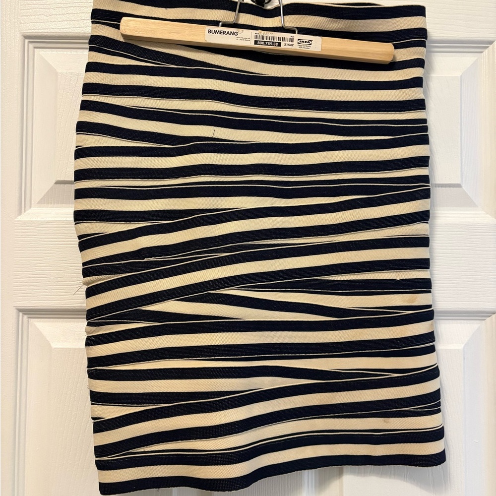 boy. by Band of Outsiders Navy and White Striped Pencil Skirt